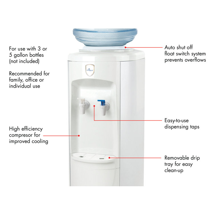Vitapur White Freestanding Top Loading Water Cooler with Cold and Room